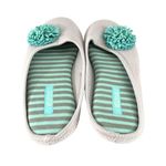 EZStep Womens Slippers Slides Fabric Floral Applique Polka Dot Gray Aqua Size 7 Photo 2