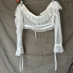 Kendall + Kylie White Mesh Cropped Front Tie Top Size Medium Photo 3