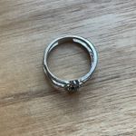 Silver Double Band Ring Flower Cubic Zirconia Vtg 90s Jewelry Girlhoodcore Y2K Photo 6