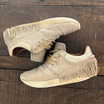 Esseutesse Shoe Size 39 Beige Leather Upper Metallic Foil Fringe Sneakers Tan Photo 9