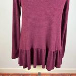 Anthropologie  Eri + Ali Maroon Waffle Knit Long Sleeve Top Photo 5