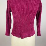 DKNY  Purple Chenille Ribbed Crop Sweater Photo 3