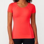 Athleta Finish Fast Shirt Short Sleeve Seamless Active Wear Top Orange Women’s S Photo 0
