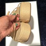 Larroude Gio flatform embroidered Sandals size 6.5 new w original box, dust bags Tan Photo 8