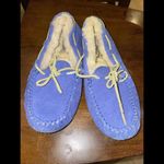 UGG ‎ DAKOTA SUEDE/ SHEEPWOOL MOCCASIN SLIPPERS, WOMEN US 4 Blue Photo 4