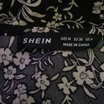 SheIn Floral Short Sleeve Dress with Ruffle Hem- Black and White- Size Medium Photo 6