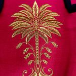 Spartina 449  Pink Linen Tote Gold Palm Embroidery Resortwear Tropical Vacation Photo 12