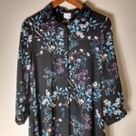 cupio  M Black Blue Flowered Tunic Top Photo 0