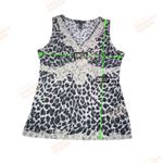 Size Large Leopard Cheetah Lace Y2K Style Babydoll Top Black Photo 2