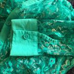 Bongo  Y2K Flair Emerald Lace Subtle Silver Metallic Collar Button-Up Shirt Small Photo 8