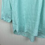 L.L. Bean Premium Washable Linen Long Tunic Top Size Large 100% Linen Fair Aqua Blue Photo 3