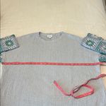Le lis Granny Square Crochet sleeve Oversized Boxy Pullover Sweater Light Blue Photo 7