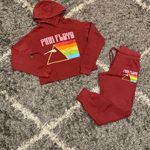 Pink Floyd Maroon Cropped Hoodie Sweatpants Sweatsuit Size XS Photo 0