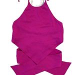DO+BE Women's Medium Hot Pink Barbiecore Crop Halter Top Ties Around Back Shirt Photo 0