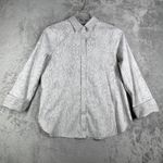 Chico's  Shirt Women 12 Snakeskin Button Down 3/4 Sleeve Collared Top Gray Neutral Photo 1