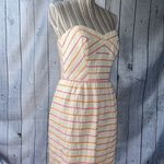 Shoshanna  Cream & Pink Strapless Striped Mini Dress size 6 Sweetheart Neckline Photo 5