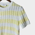 Dunst Striped Cable Knit Short Sleeve Sweater Top Size S Yellow Photo 4
