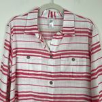 NWT Dotti 100% Cotton Pink & White Striped Longline Button Down Blouse Top Sz Lg Photo 5