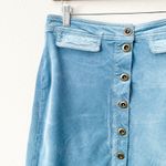 Anthropologie BY | Sky Blue Corduroy Button Front Skirt A-line Pockets | Size 6 Photo 2