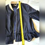 Lucy Paris  Dark Blue and White Bomber Jacket Photo 10