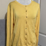 August Silk Yellow Button Front Silk Blend Cardigan Sweater Women's Medium Photo 0