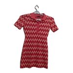 ZARA Knit Jacquard Collar Polo Mini Geometric Print Red Pink women's dress M Photo 1