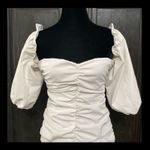 White dress with attached short Puffy sleeves Photo 5