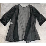 Women's Vintage Shortsleeve Black Sheer Robe M Size M Photo 3
