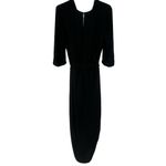Amanda Uprichard Black Faux Wrap Midi Dress Women’s 1X | Classic Elegant LBD Photo 4