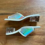Karl Lagerfeld NWOT  Unworn "Faita" Iridescent Slides Mules Lucite Block Heel 6.5 Photo 5