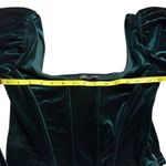 ZARA  Velvet Corset Top Green Square Neck Long Puff Sleeve Cropped Women M Photo 4