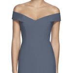 Dessy Collection Off The Shoulder Crossback Trumpet Crepe Gown: Silverstone Grey Gray Size 0 Photo 2