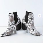 Lulus Lulu’s Cecy Black and White Snake Pointed Toe Ankle Booties 9 Photo 2