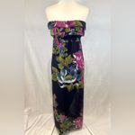 Xhilaration Beautiful navy blue and pink floral empire waist strapless maxi dress size small Photo 1
