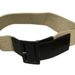 Another Line Black Leather Tabs Textile Fabric Wide Women’s Belt M Black/Khaki Photo 0