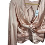 EXPRESS NWT Women’s Satin Twist Front Tie Back Blouse Pale Pink Size XL Photo 5