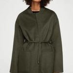 MNG · Small · Wool Blend · Belted Long Coat · Button Front · Olive Green Photo 0