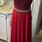 Dancing Queen  Burgundy Lace Prom Dress Photo 0
