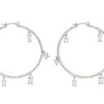Vince Camuto  50mm CZ Charm Hoops, rhodium/crystal, medium (VJ-404465) Photo 0