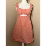 Altar'd State Terra Cotta Peach Pink Linen Blend Cutout Ruched Mini Dress Medium Photo 8