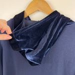 Eileen Fisher Womens Velvet Trim Hoodie in Navy Sz S | Soft Comfy Cozy Neutral Photo 6