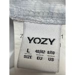 Yozy Blue White Scenic Print Pleated High Rise Mini Wide Leg Casual Shorts Sz L Size L Photo 2