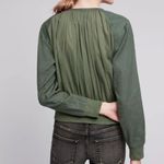 Anthropologie  Hei Hei Hilltop Ruched Green Cotton Zip Bomber Jacket Size Medium Photo 1