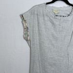 Koch Grey Linen Blend Boho Embroidered Trim Boxy Cap Sleeve Mini Dress Size XS Photo 4