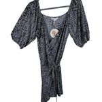 BCBGeneration NWT Black White Short Puff Sleeve Short Stretchy Wrap Dress Size M Photo 0