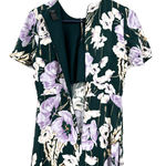 Ann Taylor  petite size 4 high neck‎ short sleeve floral dress teal purple Photo 2
