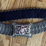 Silver Metal And Elastic Link Belt With Enamel‎ And Rhinestone Buckle Women's Photo 0