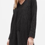 Eileen Fisher Tencel Metal Long Cardigan Open Front Rolled Hem Black Gray Medium Photo 1