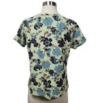 TeeCo Mint Green Floral Print Top Size Large Short Sleeve Cotton Stretch Tee Photo 3