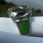 Chi by Falchi Sterling Ring w/ Green Prasiolite & Shagreen Inlay Silver Photo 3